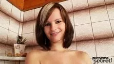Play Big tits baby get laids nylon pantiehose down over her personify