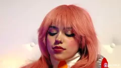 Reproducir Anime Rihanna Black's Intimate Solista Play con un juguete rosa